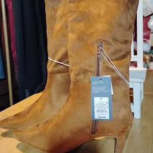 Tan Knee-High Suede Boots